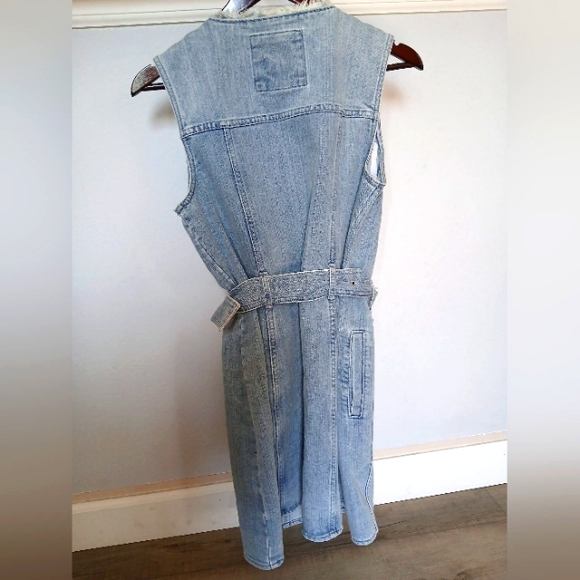 NWOT MICHAEL Michael Kors Frayed Neck Denim Shirt Dress Women's Size 6 - Picture 6 of 11